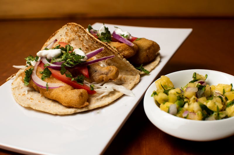 Crispy fish tacos with chipotle slaw